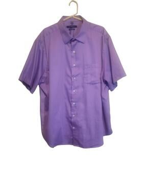 Synergy Men's Purple Short Sleeve Button Front Non-Iron Shirt Size 18